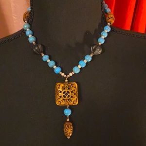 Unique Wood & Bead Necklace